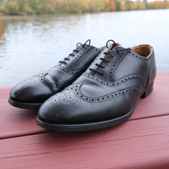 Crockett & Jones London Full-Brogue Oxford Black Calf Leather Sz UK 9 F / US 10 - Picture 2 of 13